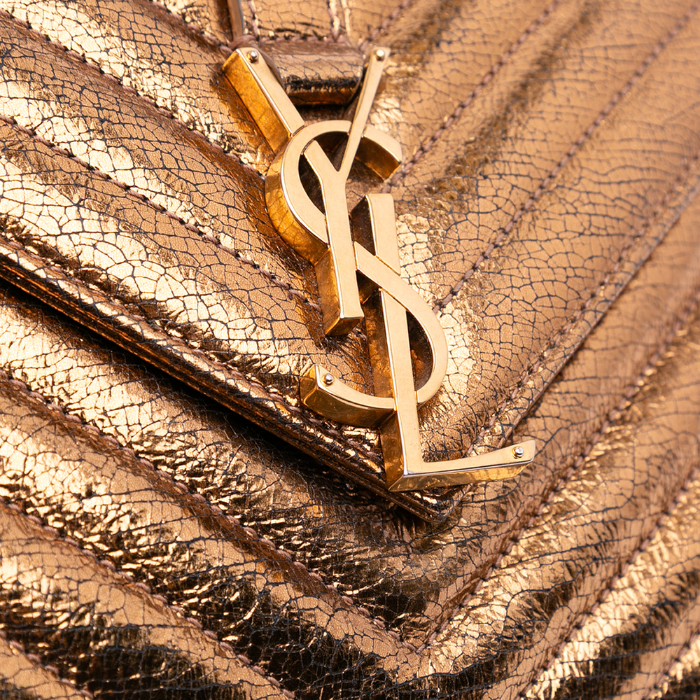 Pre-Loved Saint Laurent Medium Metallic Calfskin Chevron Monogram College Bag - Picture 8 of 12